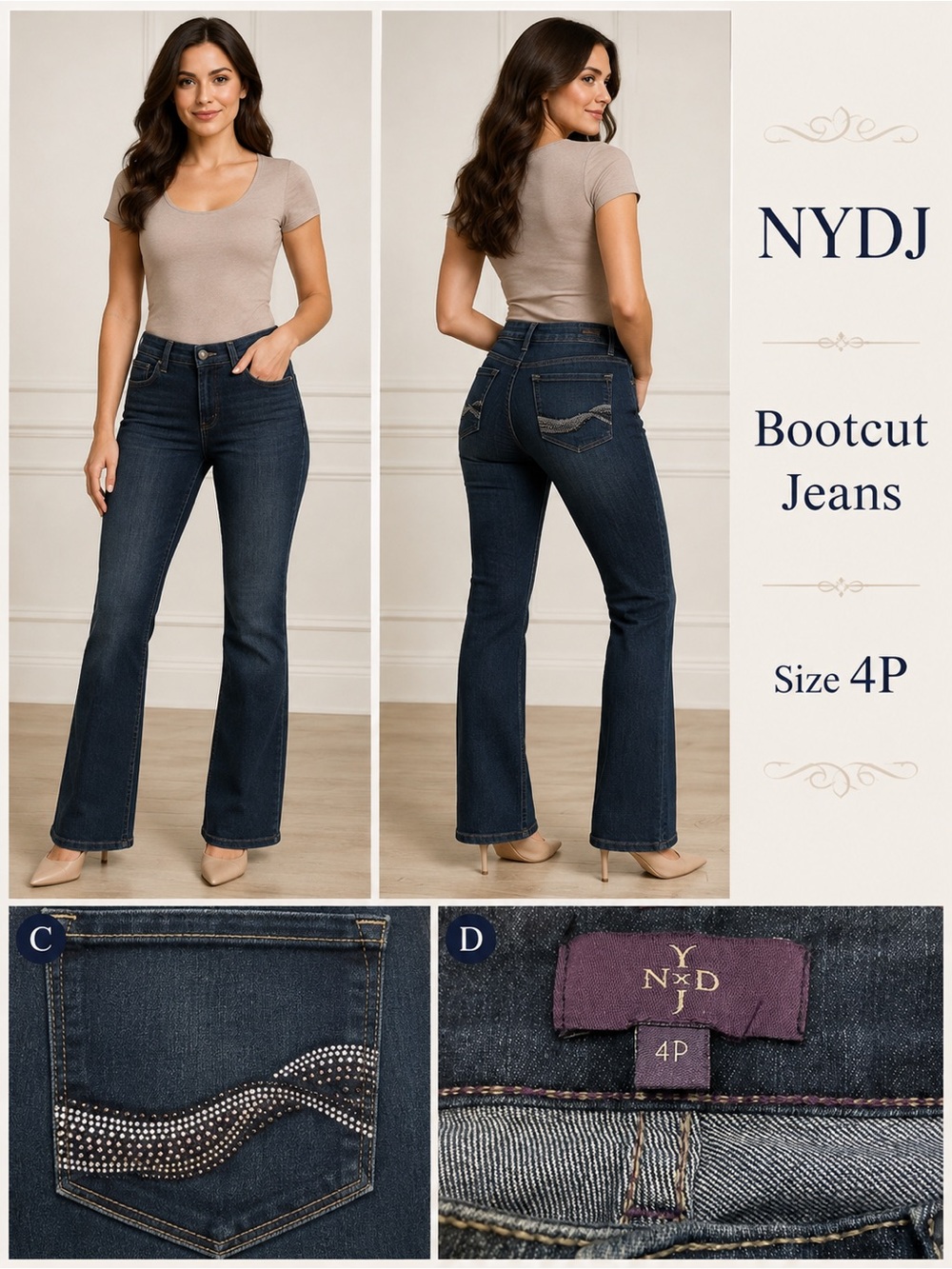 NYDJ Bootcut 4P Lift & Tuck Technology Embellished Back Pockets